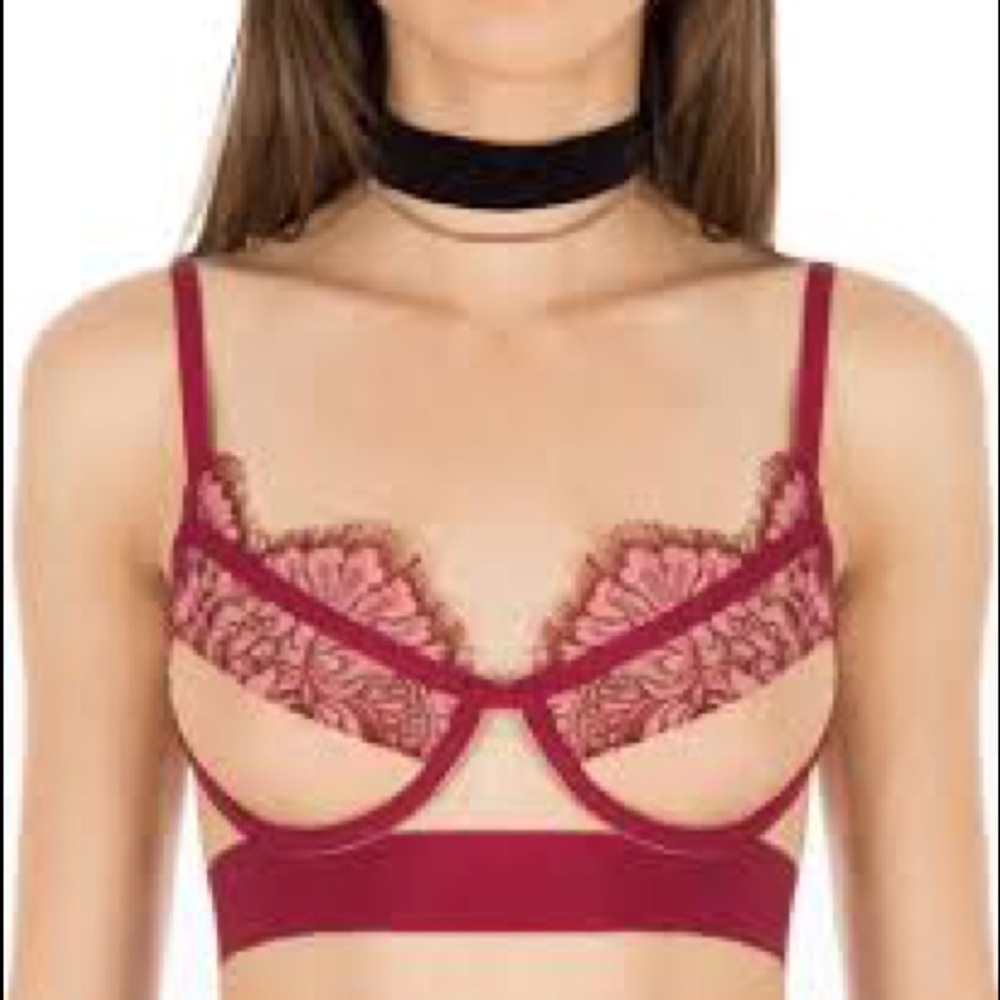 For Love And Lemons Pink Lace Bra 34c